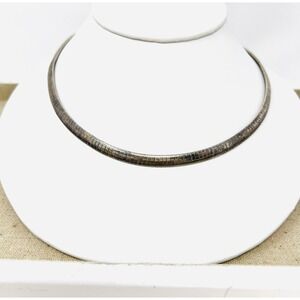 Vintage Sterling Silver Thick Omega Chain Necklace Marked Italy 925